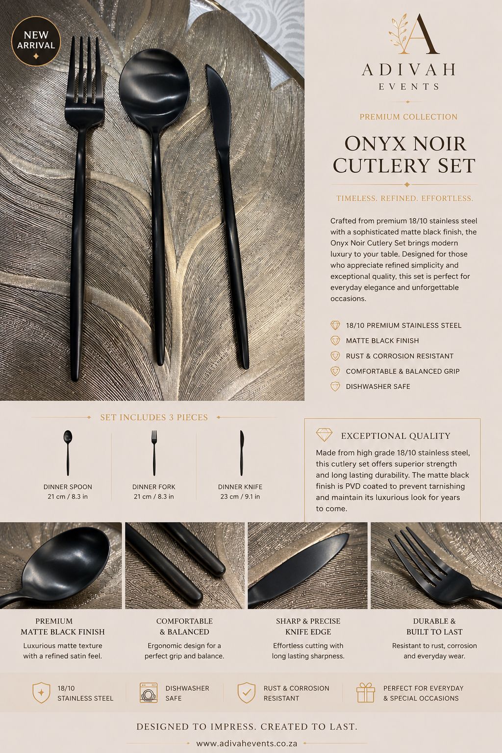 Onyx Noir Stainless Steel Cutlery Set
