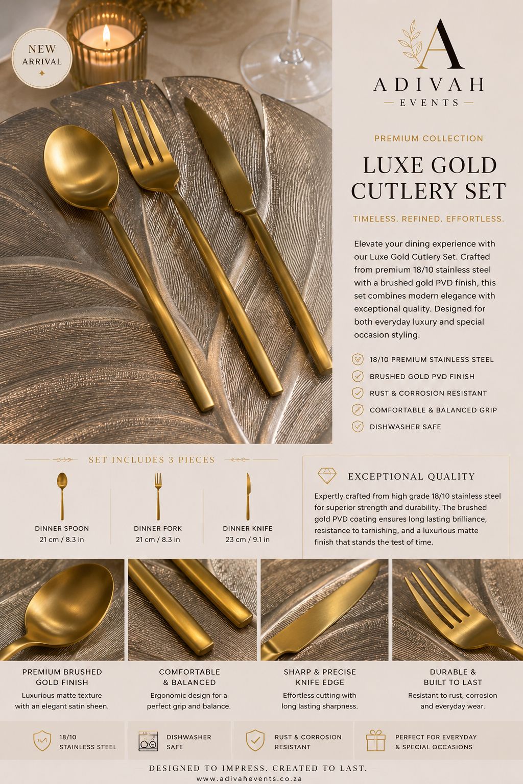 Luxe Gold Stainless Steel Cutlery Set