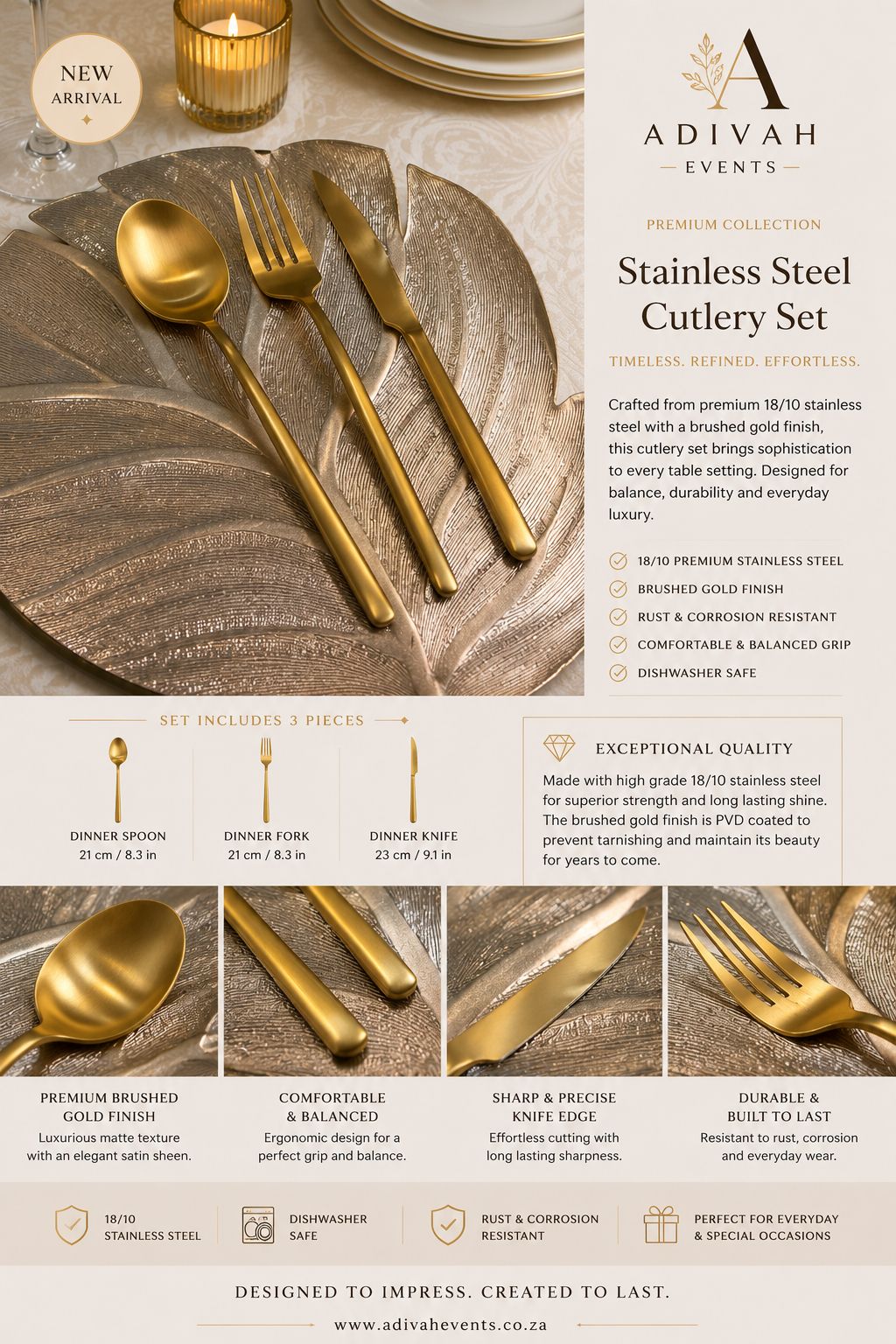 Luxe Gold Stainless Steel Cutlery Set