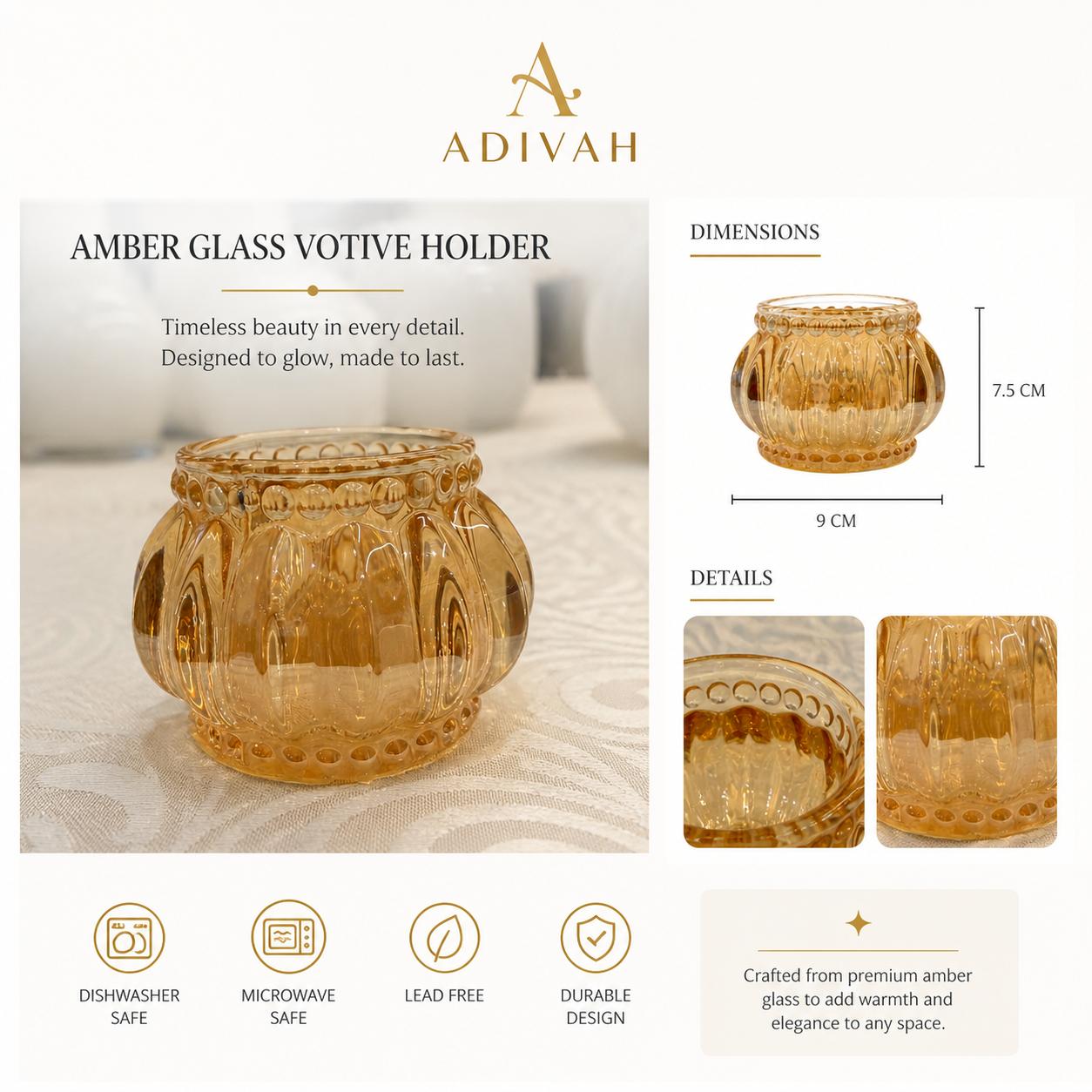 Amber Glass Votive Holder