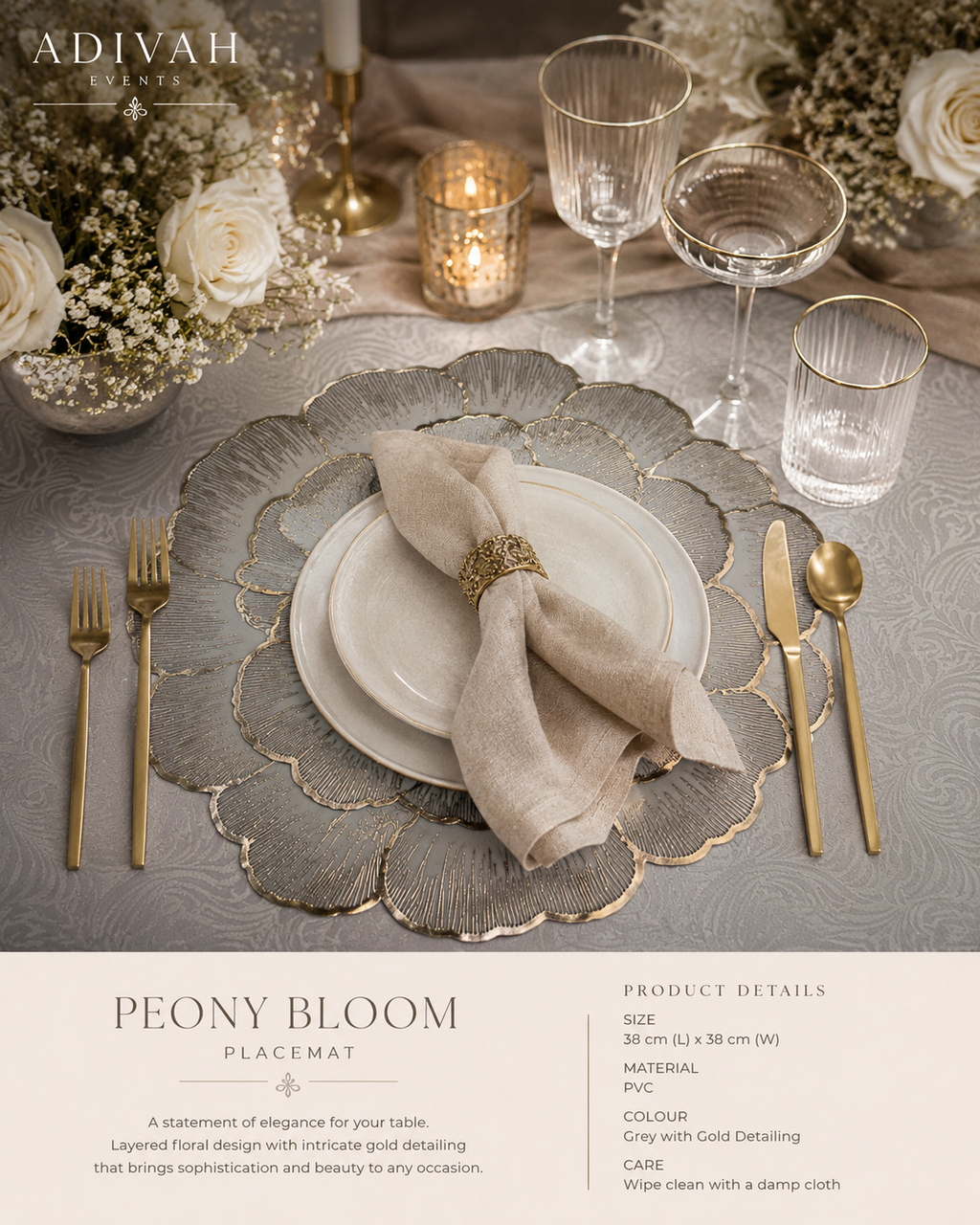 Peony Bloom Floral Placemat