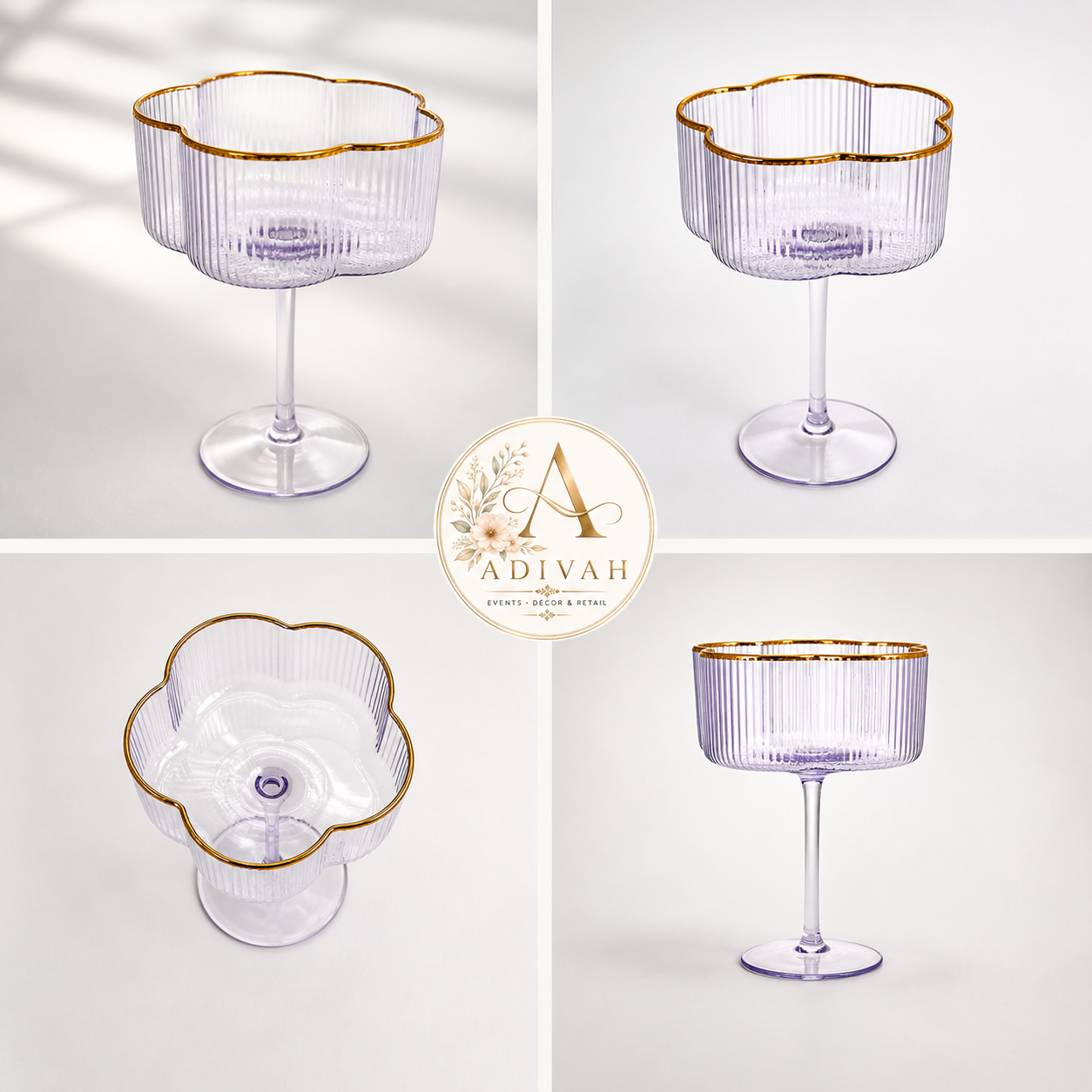 Adivah Petal Gold Rim Coupe Glass - max 50