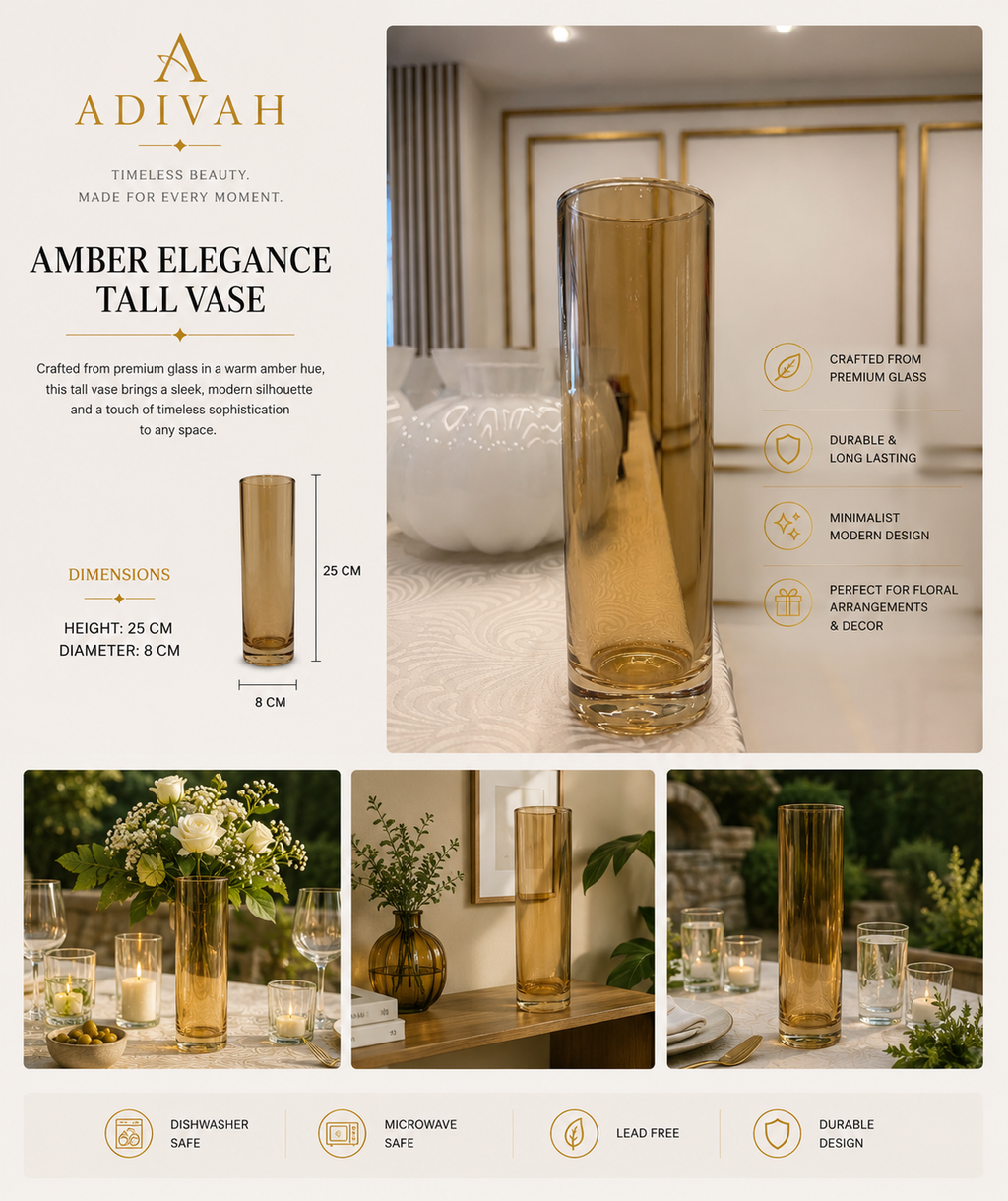 Amber Elegance Tall Vase