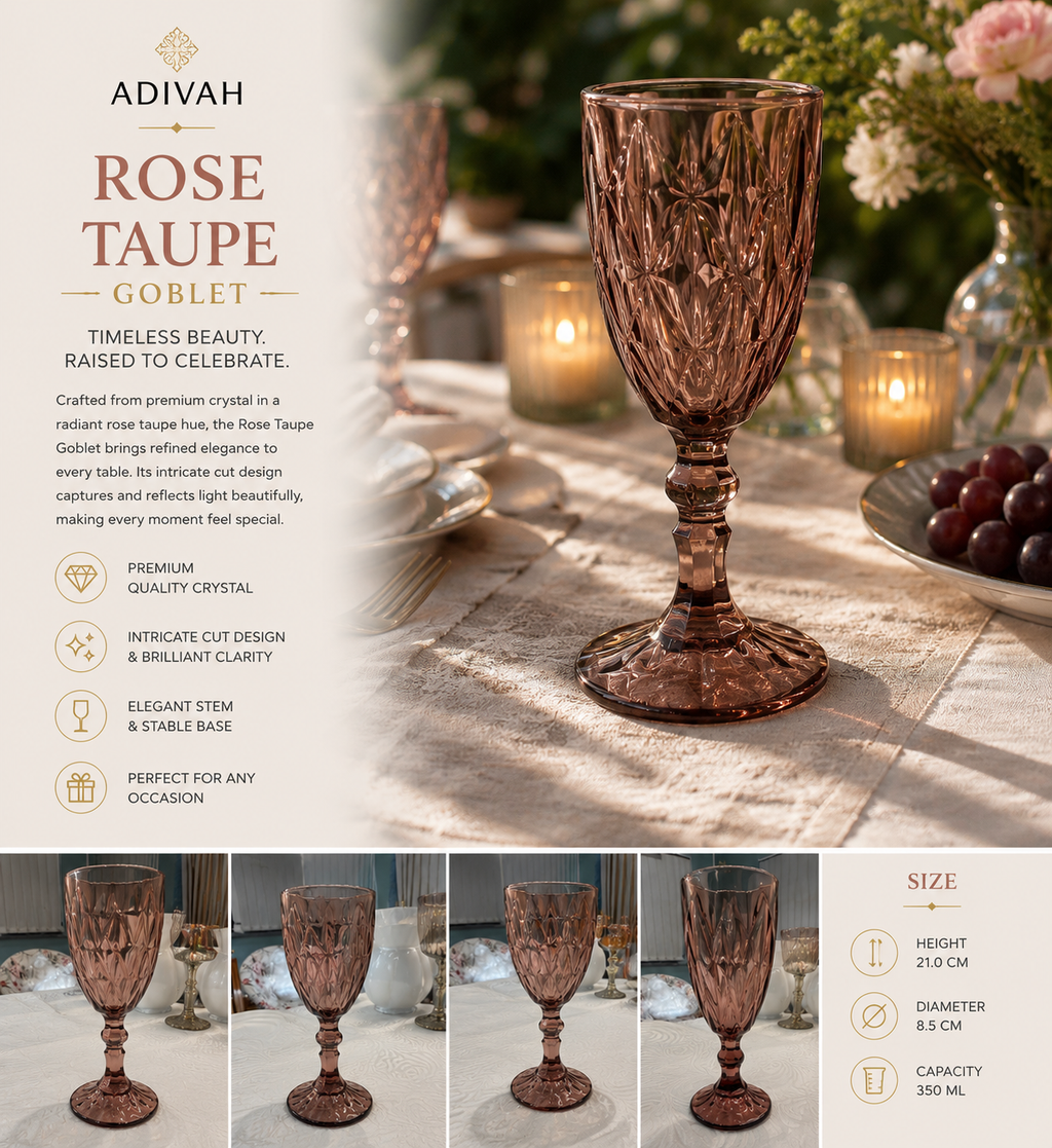 Rose Taupe Goblet Glass