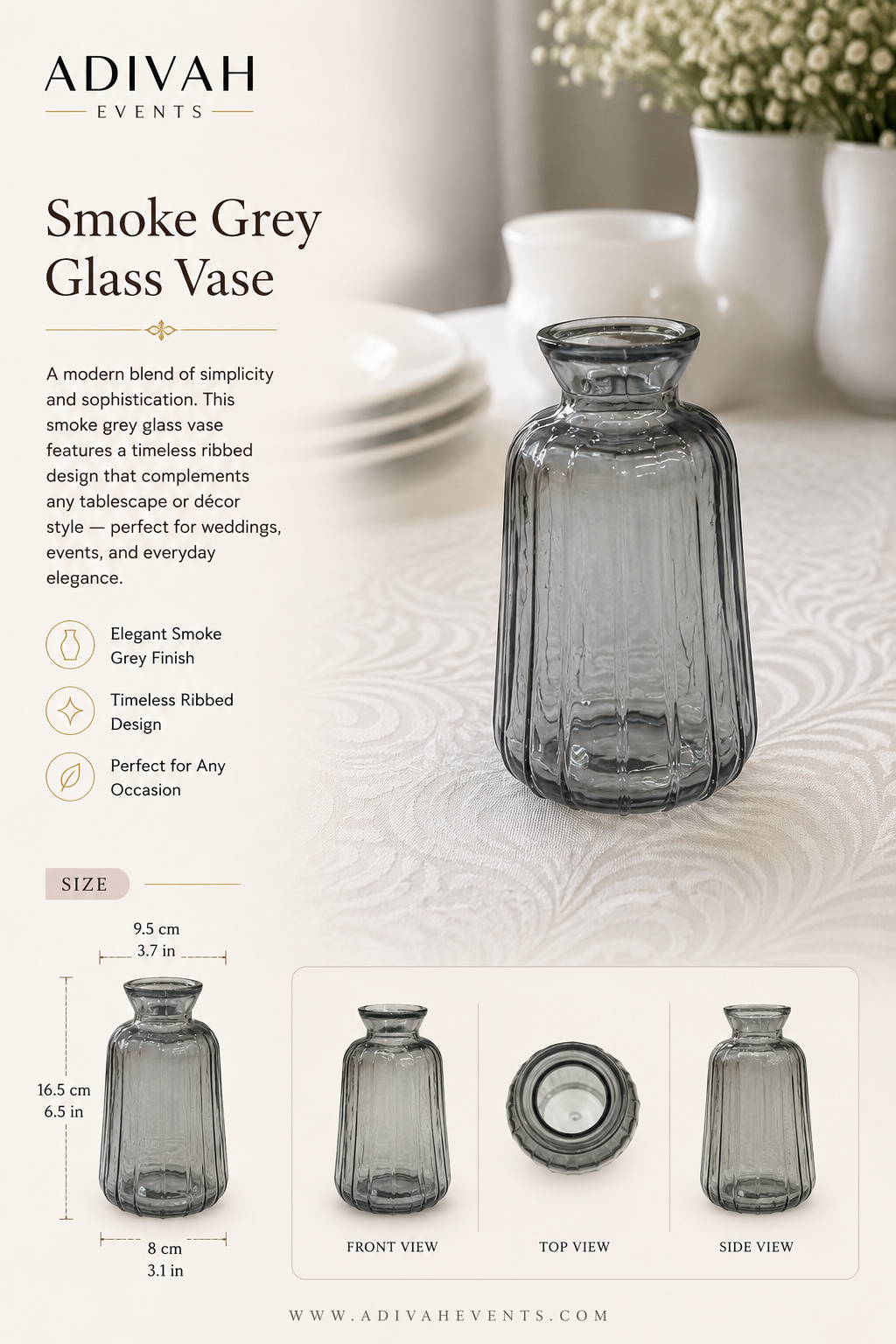 Smoke Grey Bud Vase