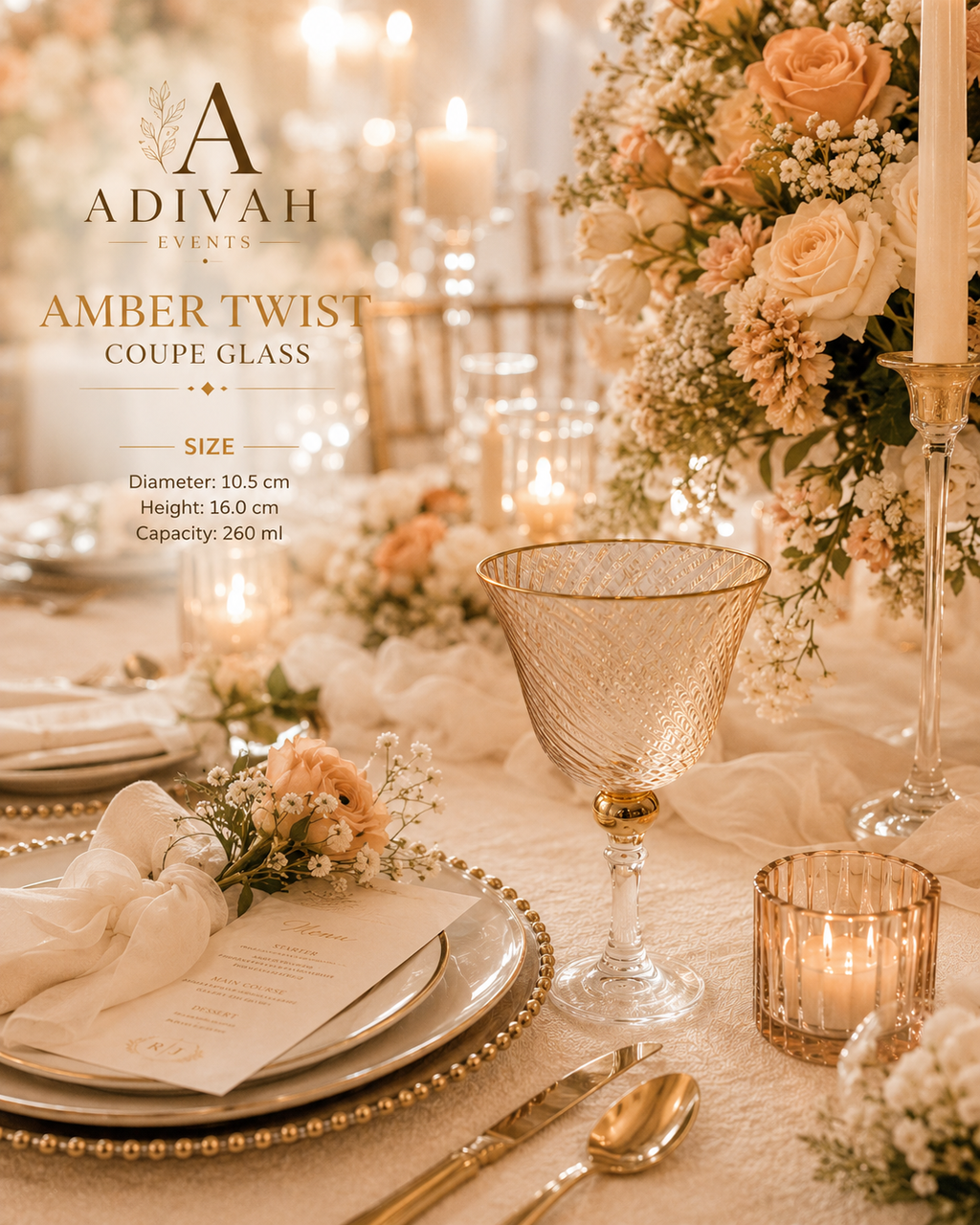 Amber Twist Royal Coupe Glass