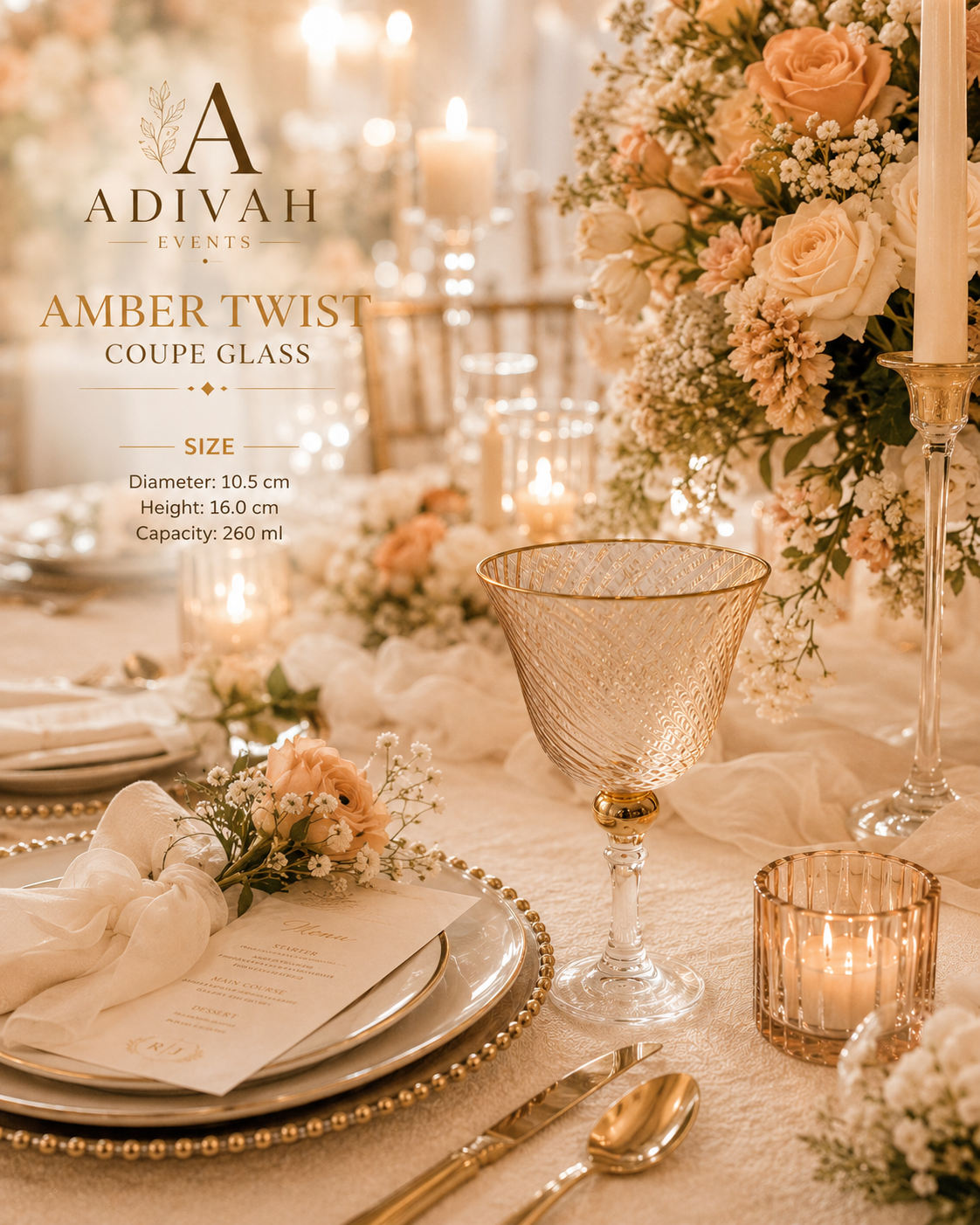 Amber Twist Royal Coupe Glass