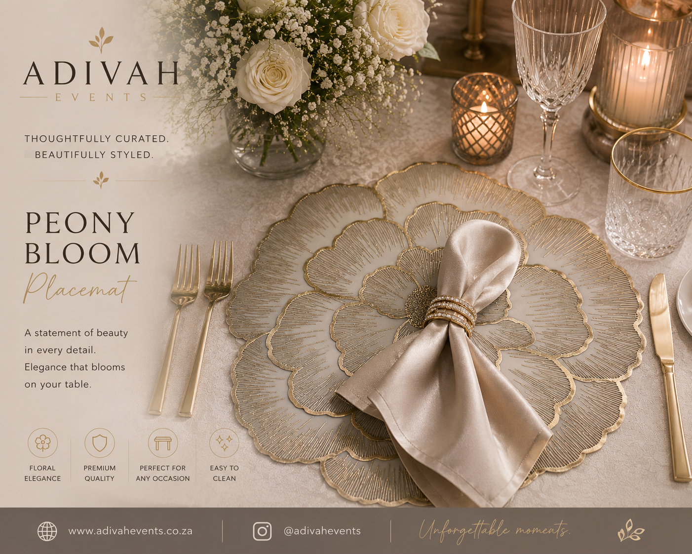 Peony Bloom Floral Placemat