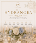 Hydrangea Package — An elegant table setting designed for refined celebrations of up to 20 guests