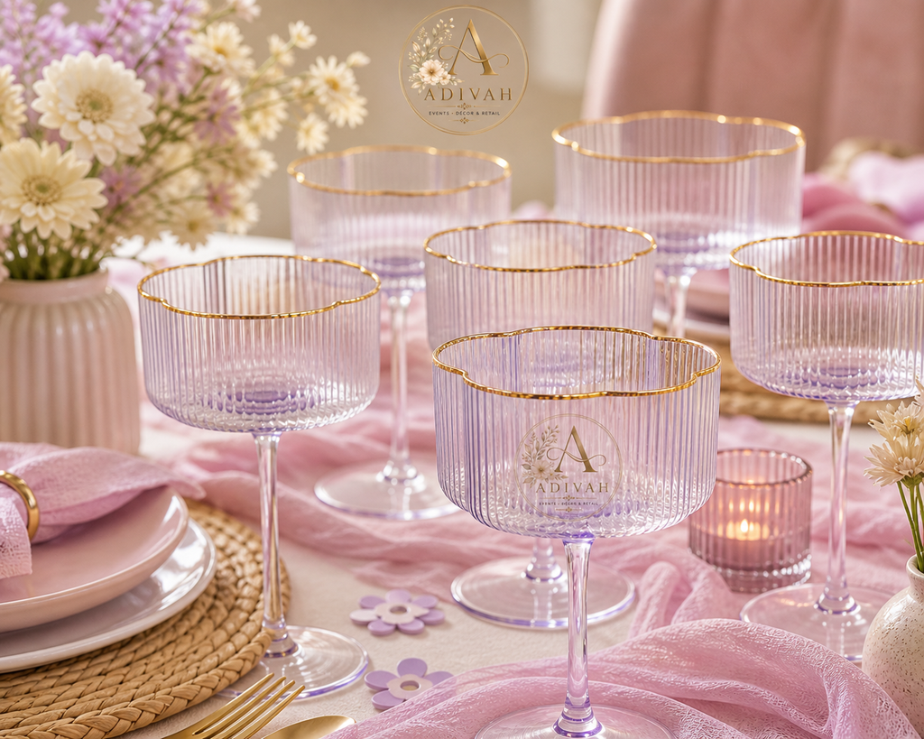 Adivah Petal Gold Rim Coupe Glass