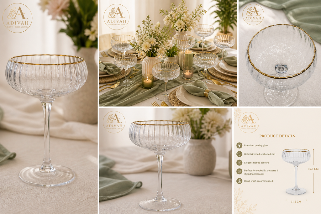 Adivah Fleur Gold Coupe Glass