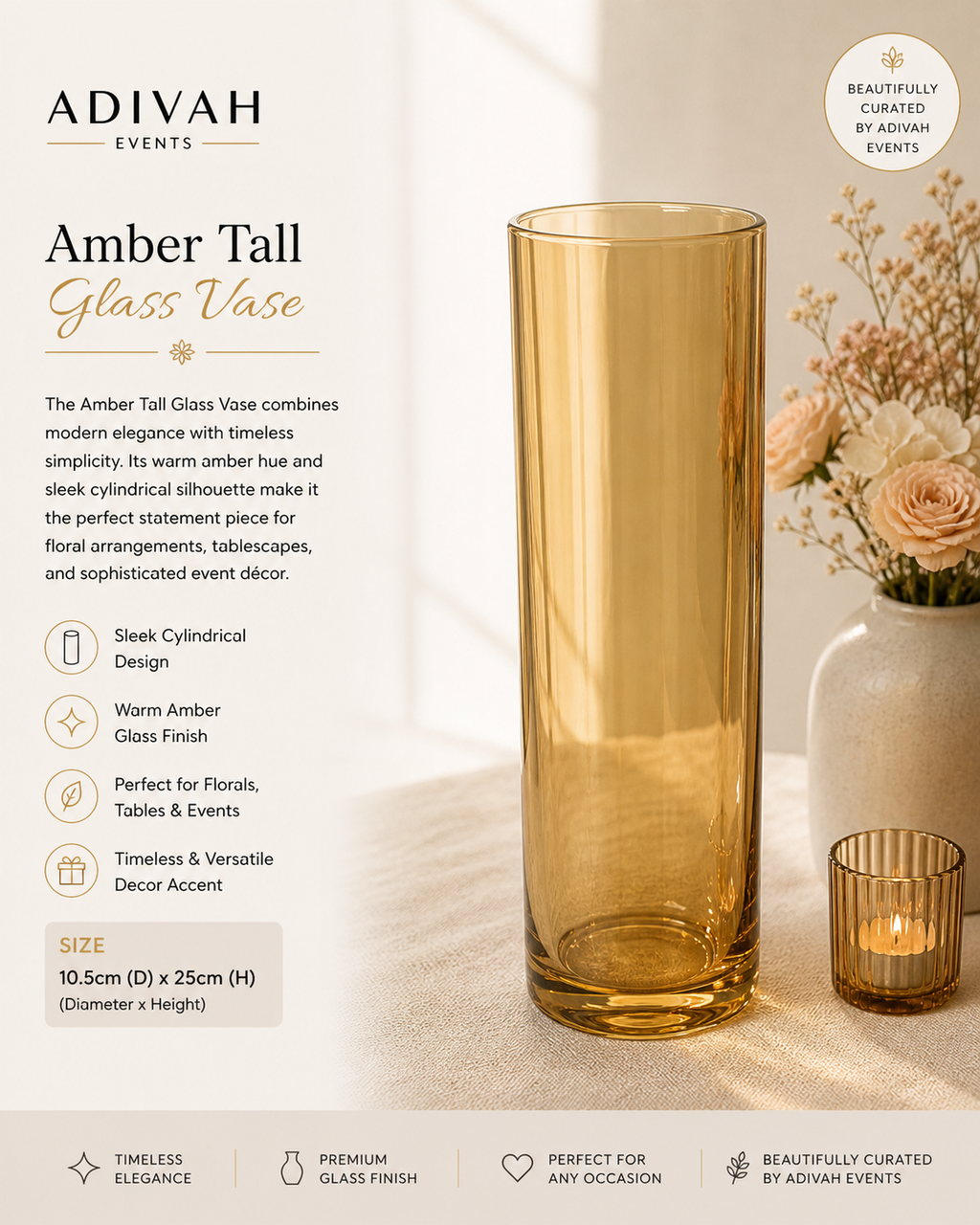 Amber Tall Glass Vase