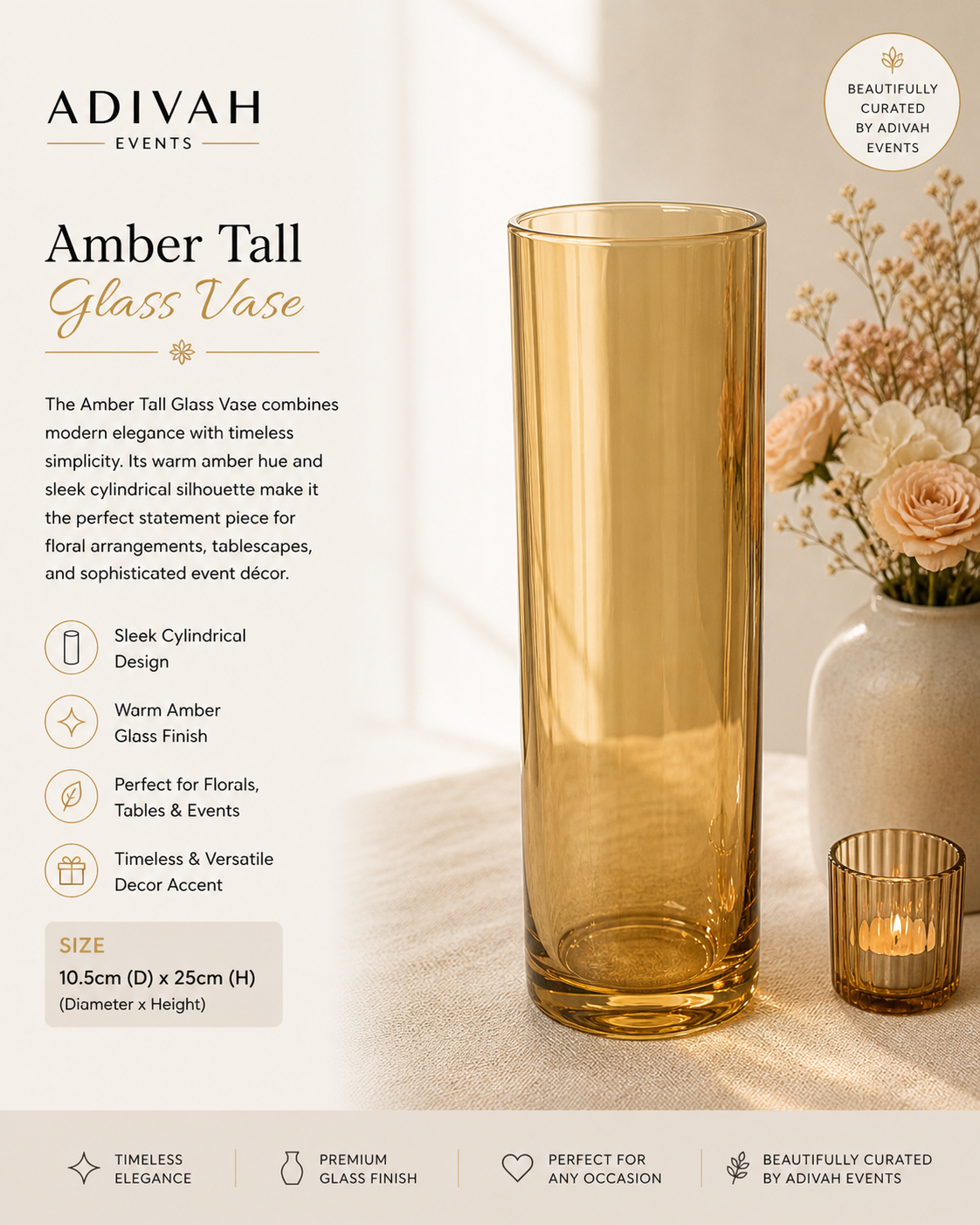 Amber Tall Glass Vase