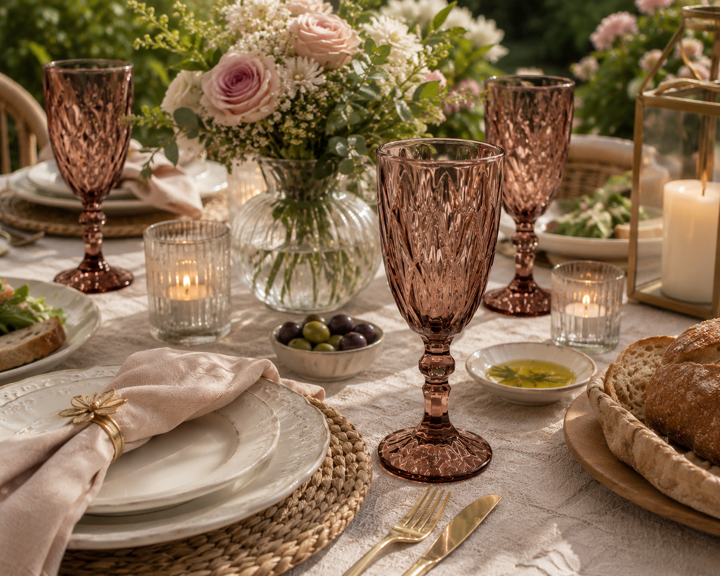 Rose Taupe Goblet Glass