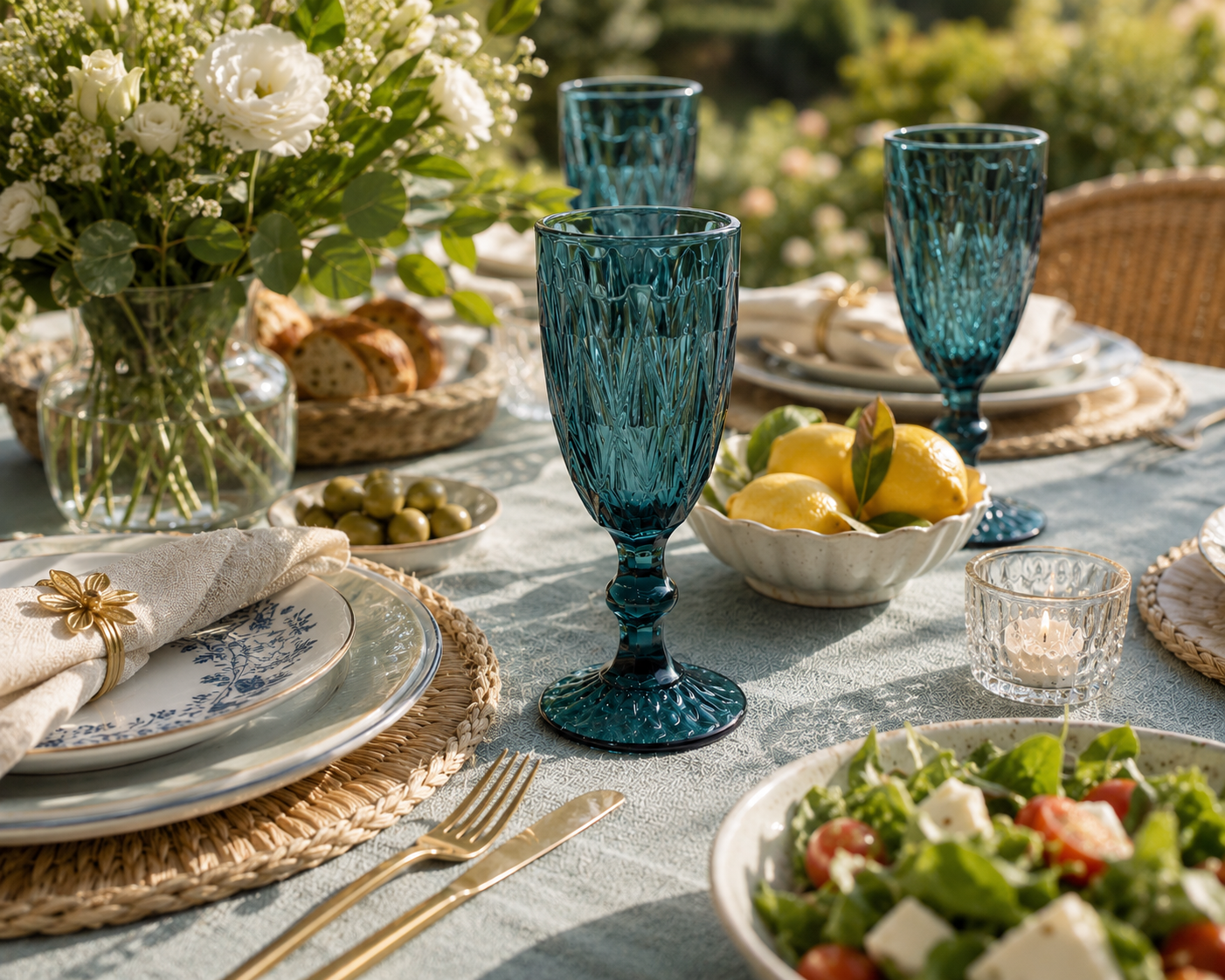 Emerald Elegance Blue Glass