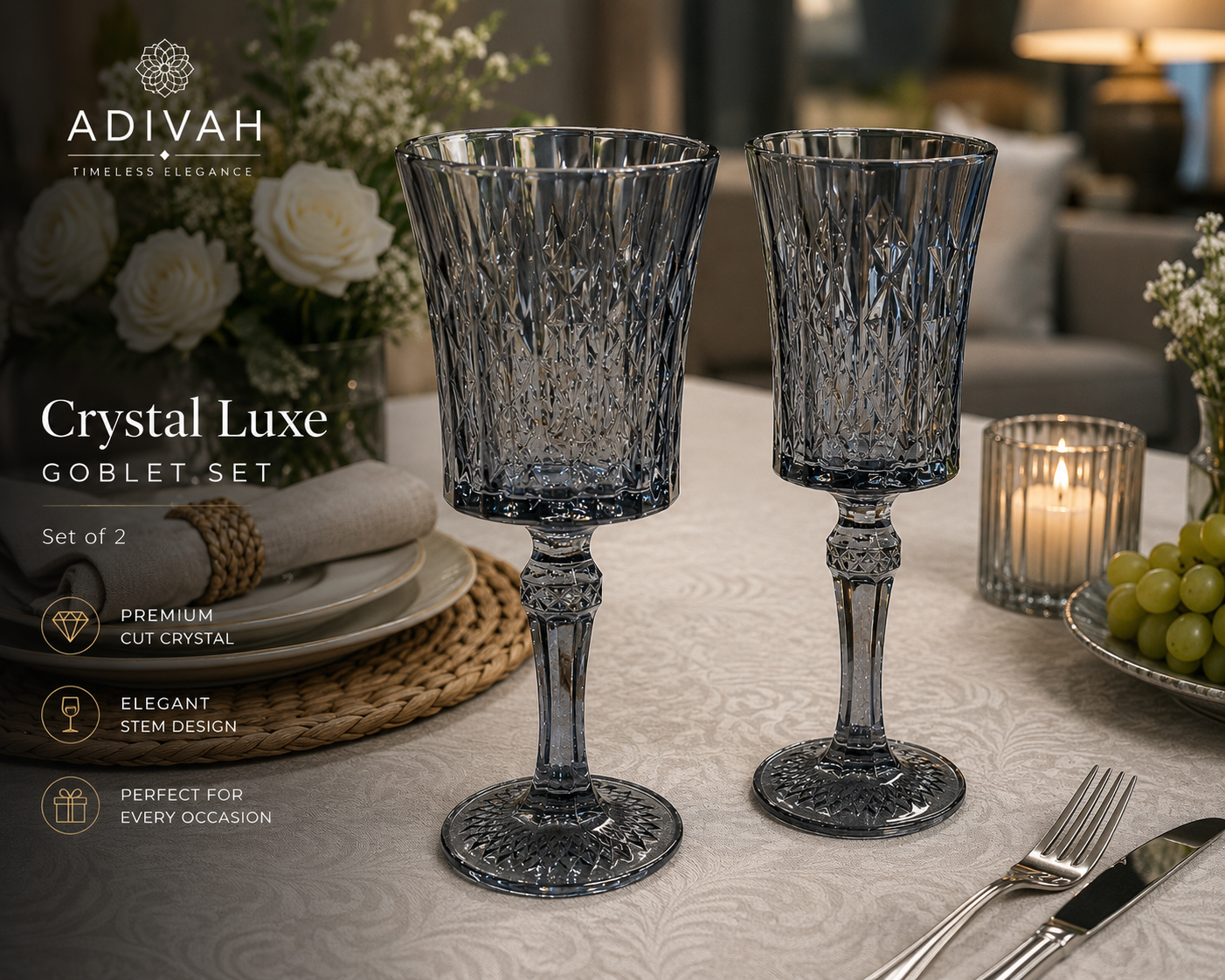 Adivah Noir Crystal Flute (thick)