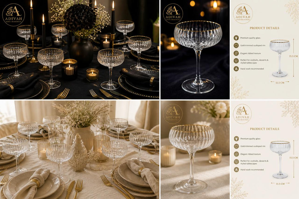 Adivah Fleur Gold Coupe Glass