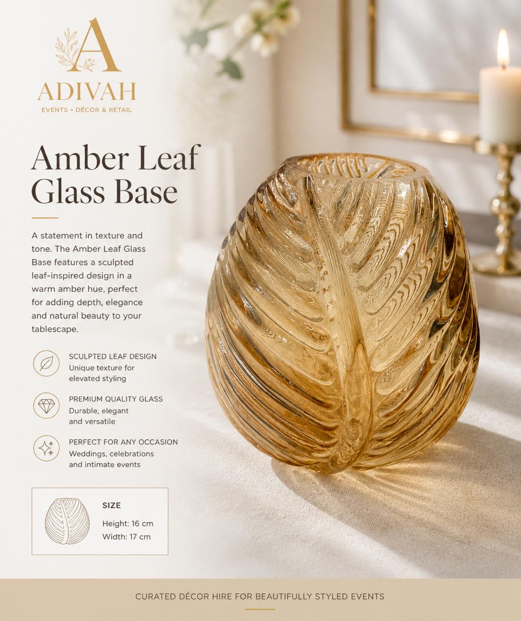 Amber Leaf Glass Bud Vase