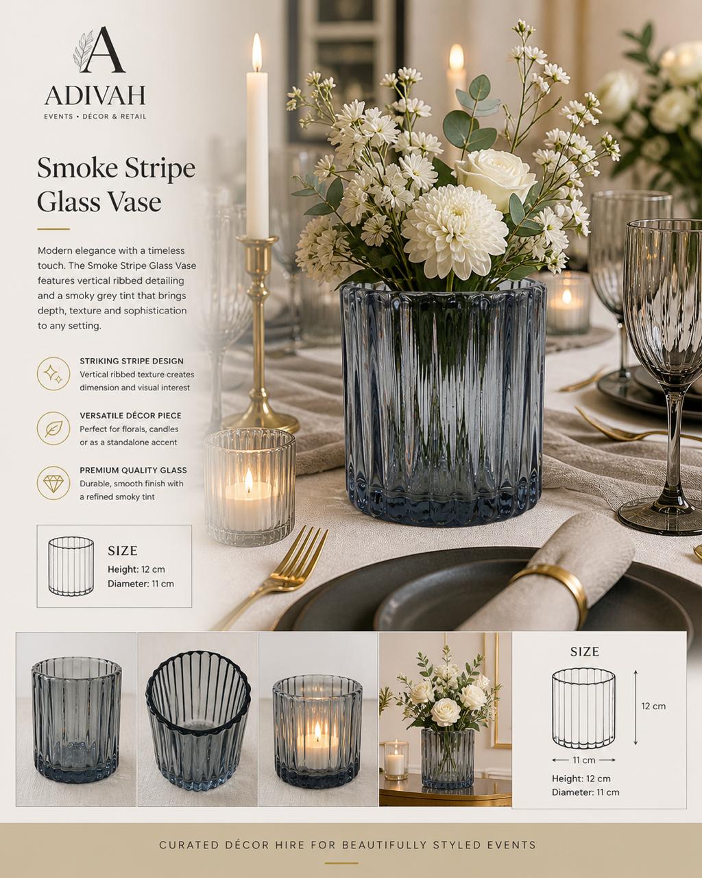 Smoked Blue Stripe Bud Vase