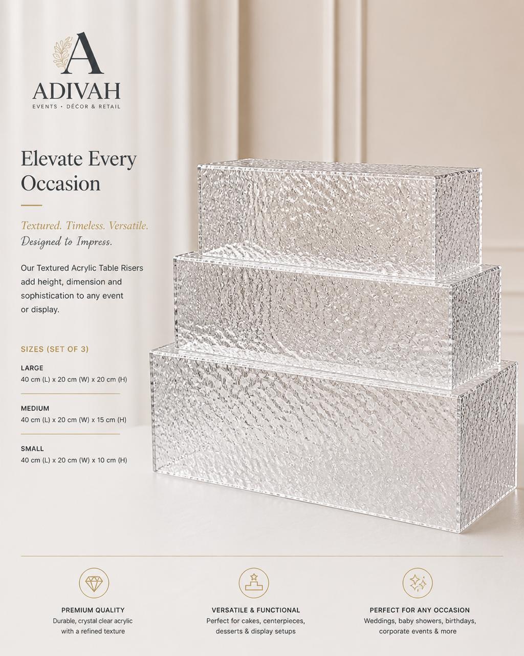 Textured Acrylic Table Risers Set of 3