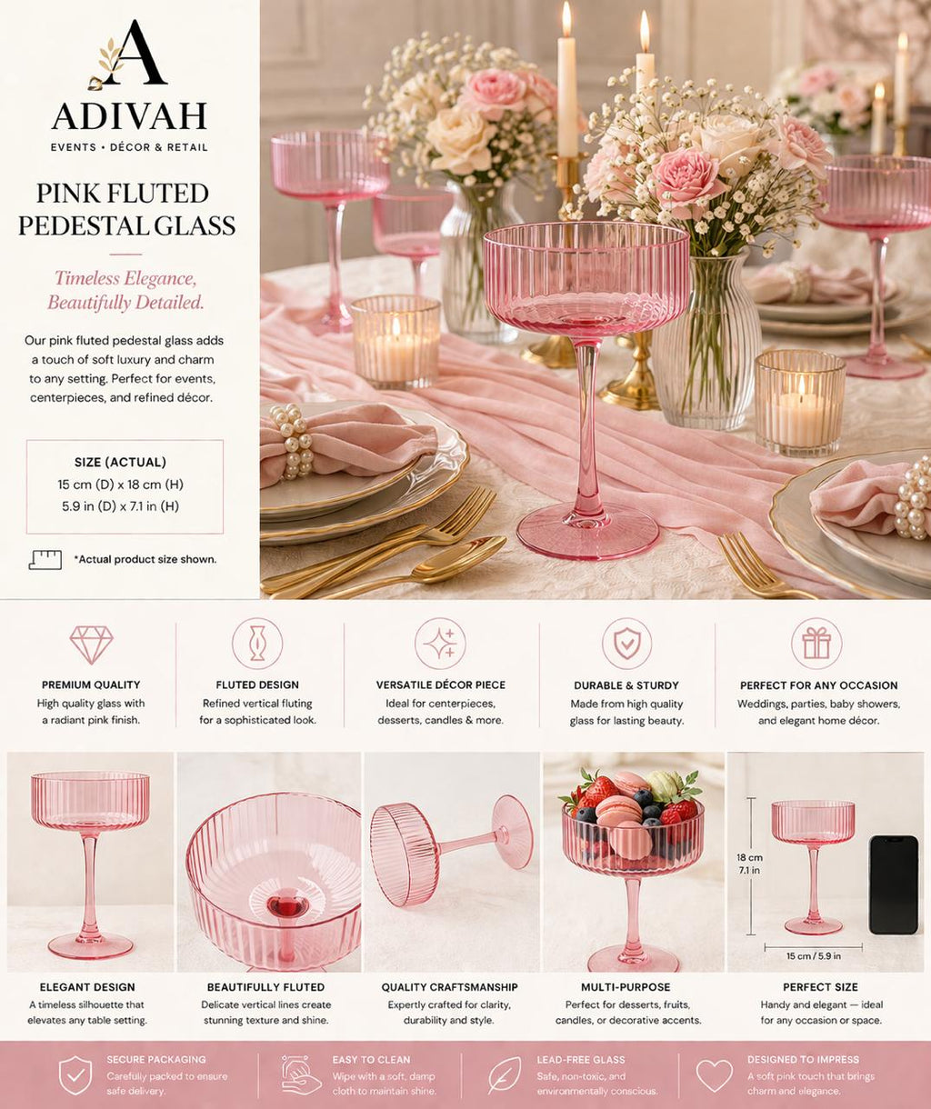 Pink Flute Pedestal Glass