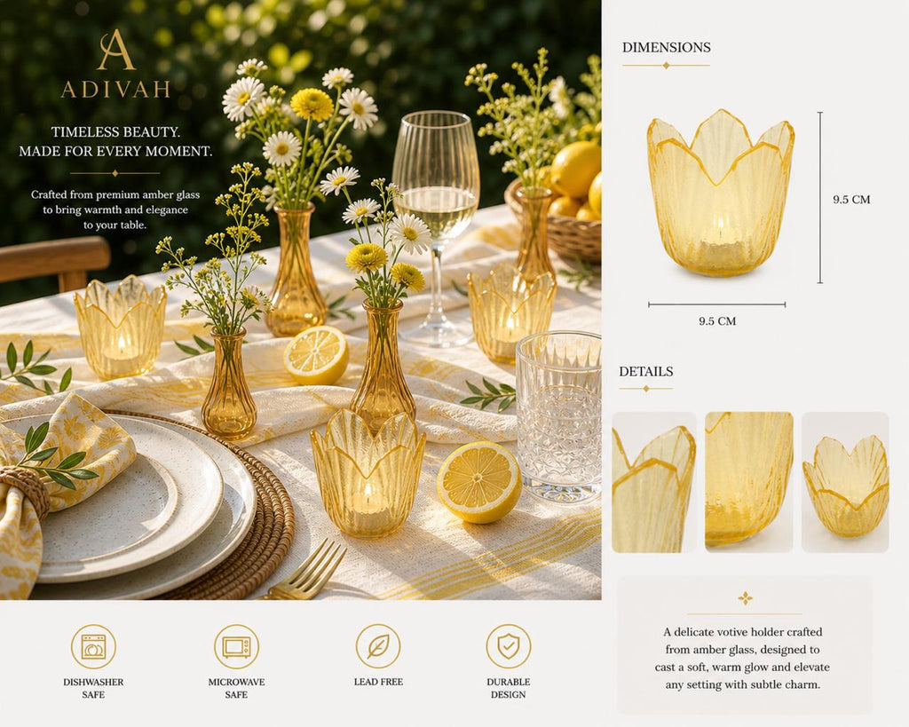 Yellow Lemon Flower Cut Votives