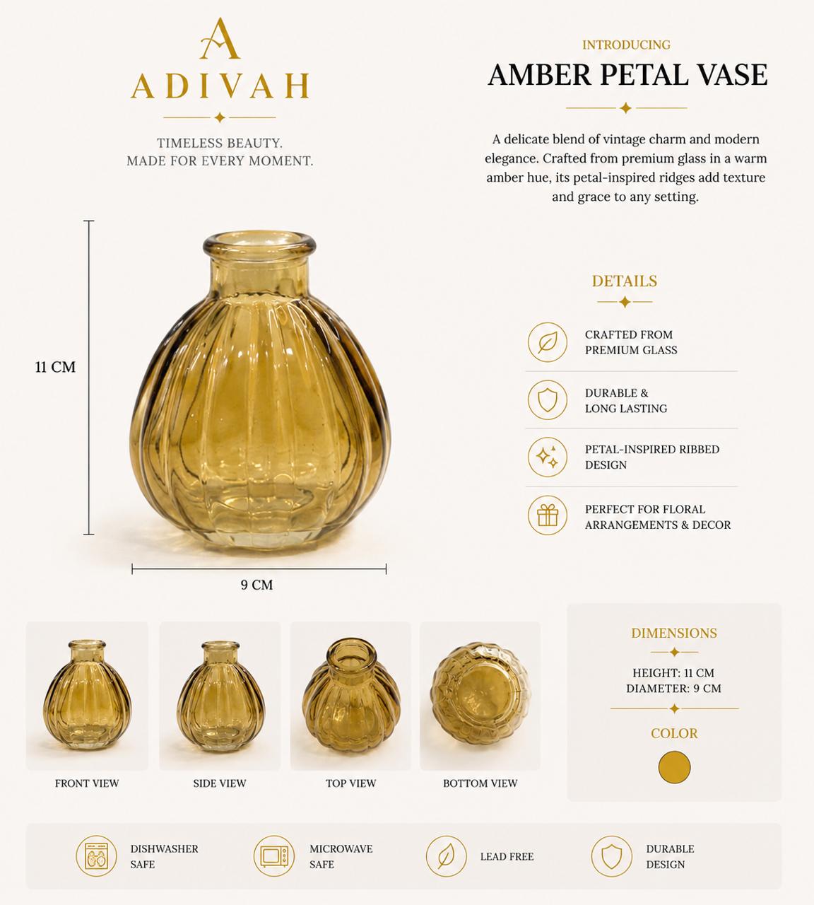 Amber bronze Petal Bud Vase