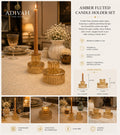Amber Fluted Candle Holder and Candle