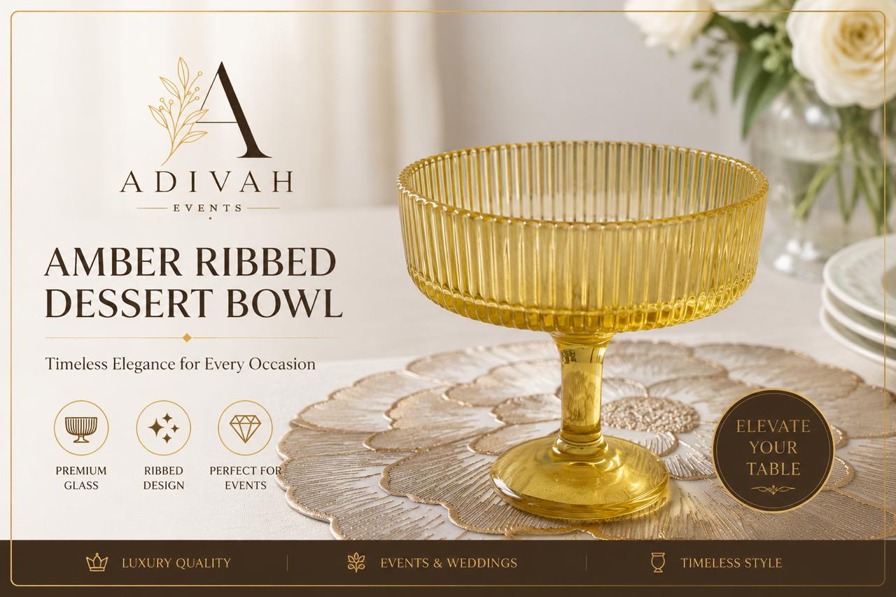 Amber Ribbed Dessert Bowls