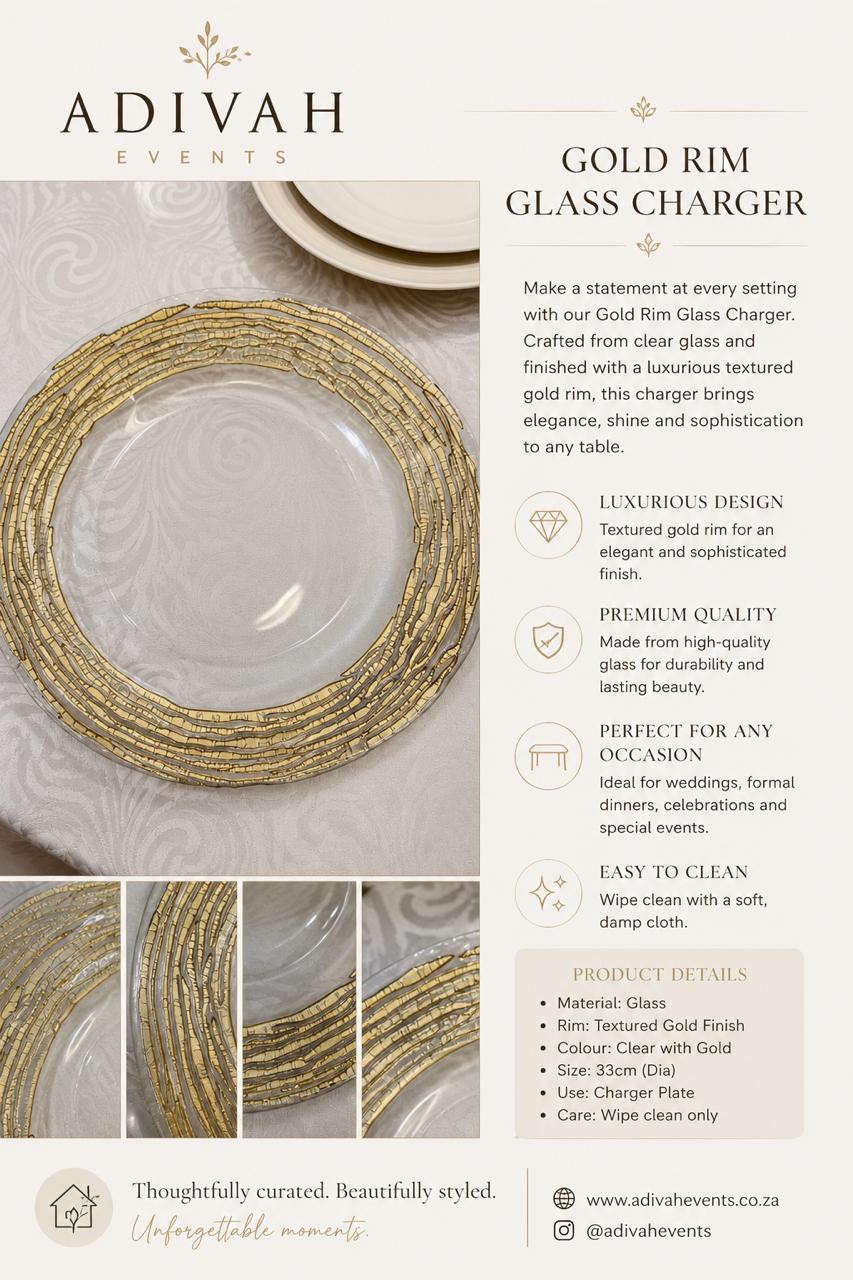 Gold Rim Glass Charger Plate