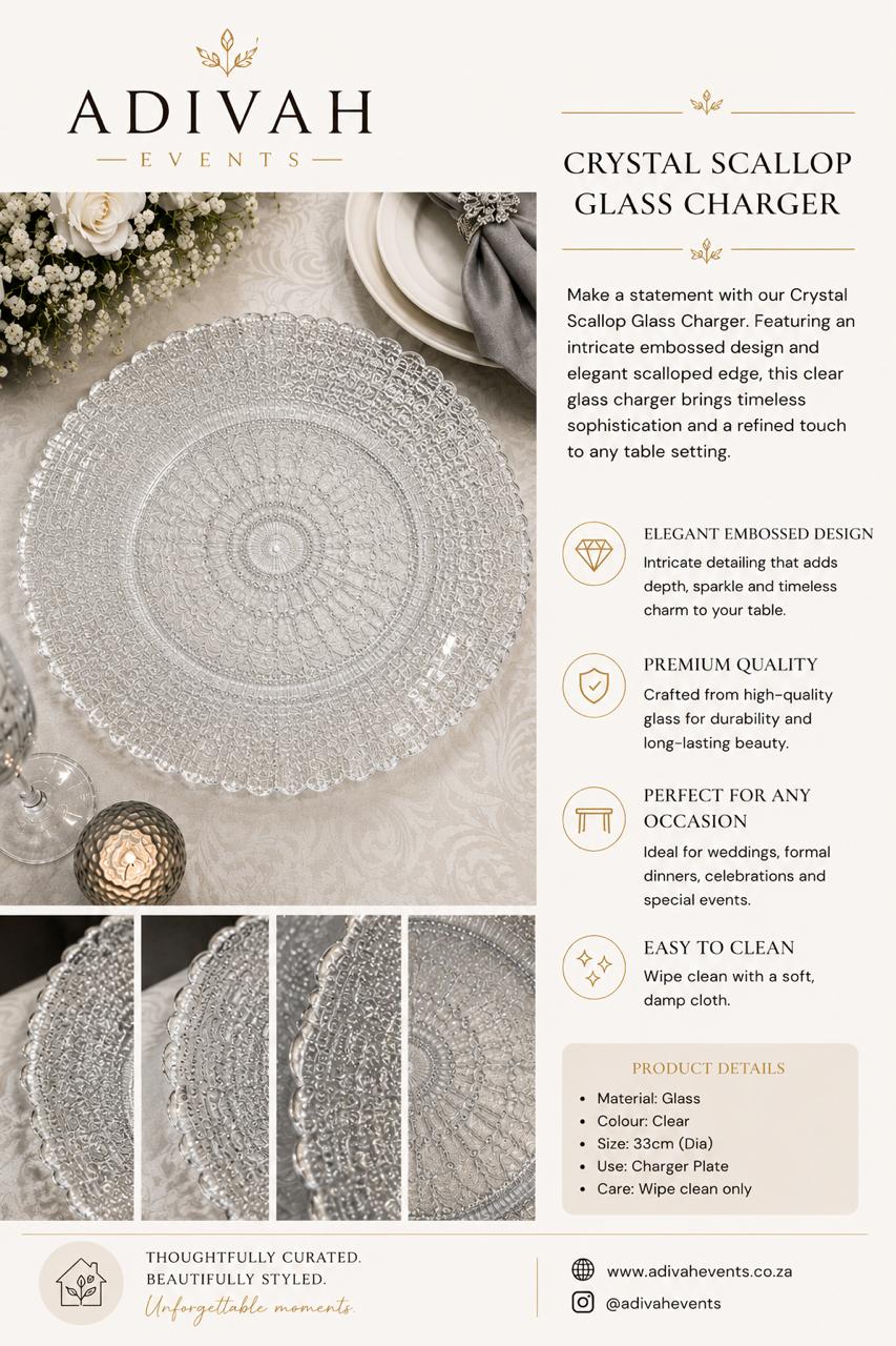 Crystal Scallop Glass Charger Plate