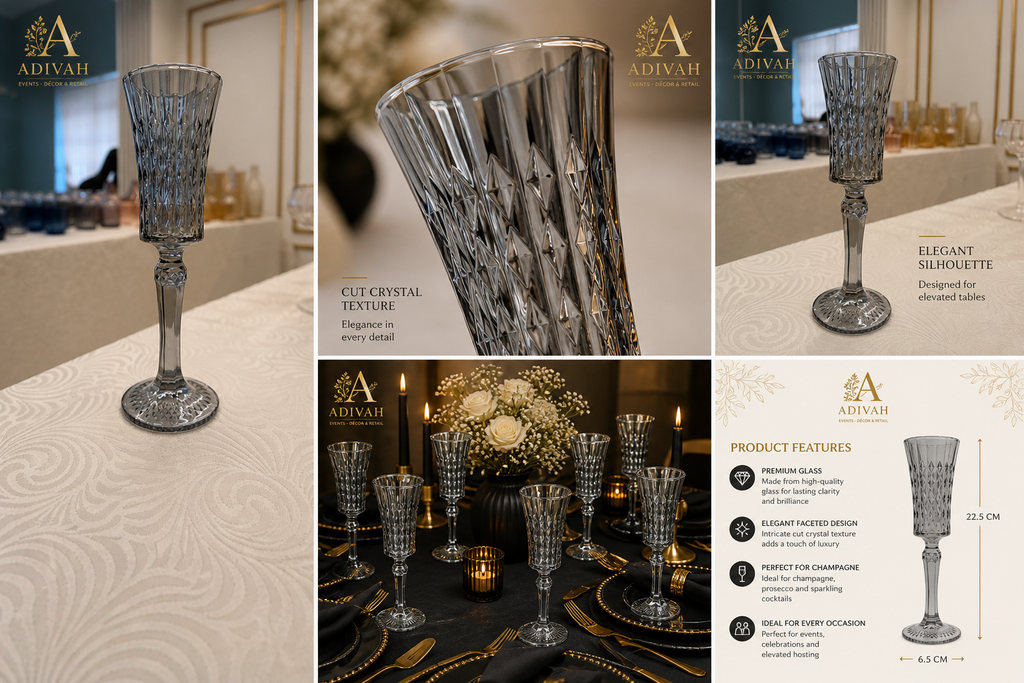 Adivah Noir Crystal Flute Glass (thin)